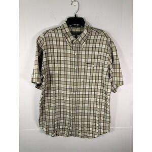 Claybrooke Button Down Tan Plaid Shirt Men's Size Large 100% Cotton Long Sleeve